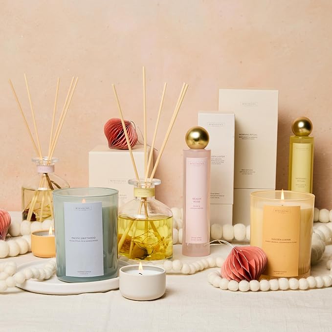 Benevolence LA Morning Ritual Reed Diffuser | Bergamot & Jasmine | Home Fragrance Diffuser for Bathroom | Long-Lasting Scent Sticks | Sun-Kissed Collection