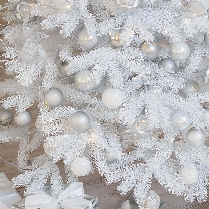24 Count Small Silver Ornaments for Mini Christmas Tree, Small Shatterproof Christmas Tree Ornaments Balls Party Decorations, 1.6 inch