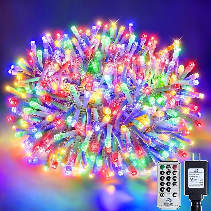 132FT 400 LED Christmas Tree Lights, Bright Multicolor Outdoor Christmas String Lights for House, Fairy Lights with 8 Modes, Waterproof & Durable Indoor Outdoor Decor, Timer Included