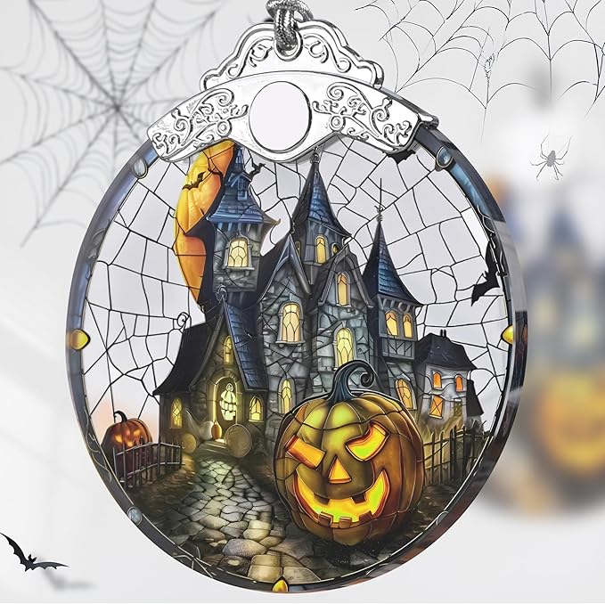 Stained Glass Decor - Christmas Ornaments - Christmas Tree Ornaments - Holiday Decorations - Gift Exchange - Gift Ideas - Gifts for Xmas (Haunted Mansion Town)