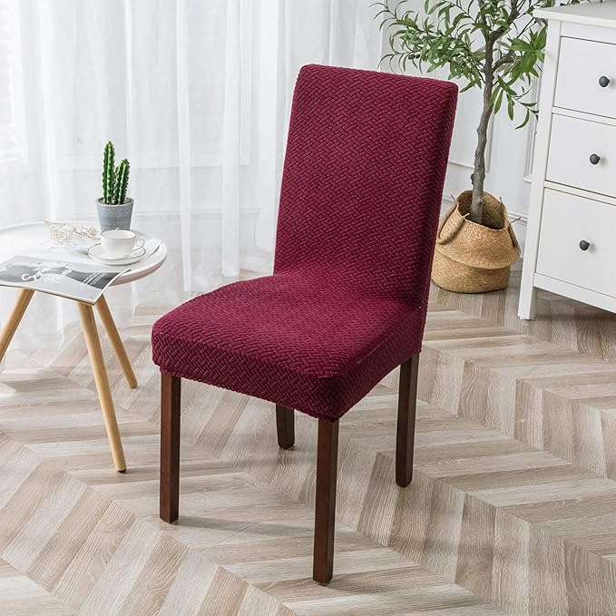 Genina Chair Covers for Dining Room Chair Covers Dining Chair Slipcovers Stretch Kitchen Parsons Chair Cover (Wine Red, 2 PCS)