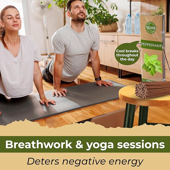 Peppermint Incense Sticks - Pack of 100 Inscents-Sticks - Inciensos Aromaticos Made with Natural Essential Oil - Scented Insence Non Toxic Insense Incents
