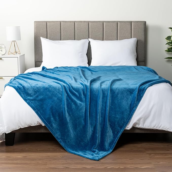 PAVILIA Turquoise Fleece Throw Blanket for Couch, Teal Blue Soft Fuzzy Flannel Throw for Sofa, Luxury Plush Microfiber Bed Blanket, Cozy Home Decorative Velvet Gift Blanket, 50x60