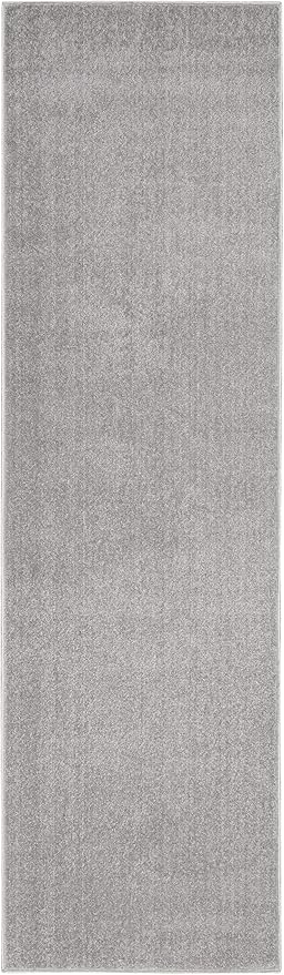 Nourison Home Essentials Indoor/Outdoor Silver Grey 2'2" x 7'6" Area Rug, Easy Cleaning, Non Shedding, Bed Room, Living Room, Dining Room, Backyard, Deck, Patio (2x8)