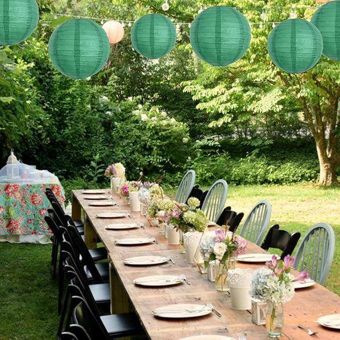BEISHIDA 8-Inch Green Round Paper Lanterns Hanging Decorative Chinese Paper Lanterns Lamp for Birthday Wedding Party Irish Party Saint Patricks Day Decoration and Baby Bridal Shower（6 Packs）