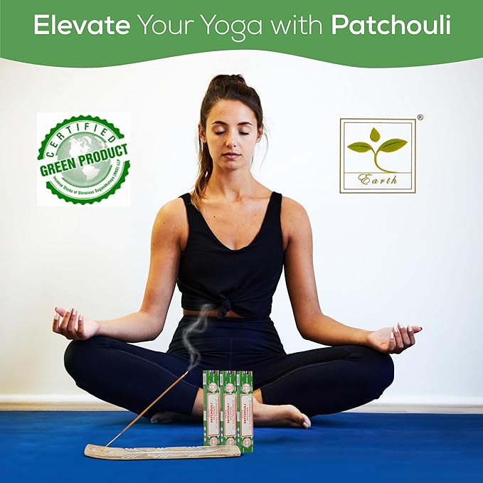 Satya Patchouli Incense Sticks, Satya Bng (Bangalore) Insenses 15gmx3 Pack (45 GMS) with Raajsee Incense Holder Bundle, Satya Nagchampa Natural Incense