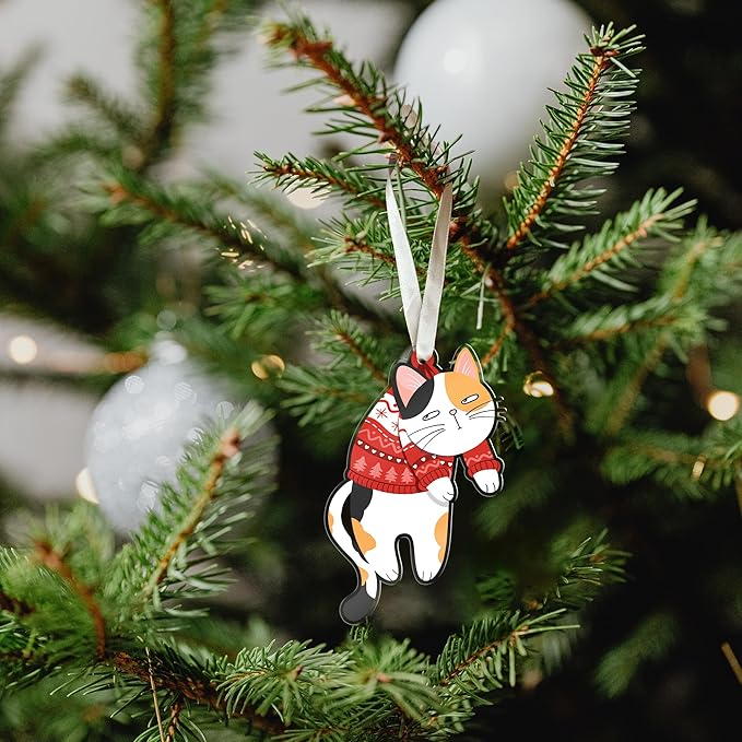TUMSHANIP Calico Cat Christmas Ornament - Calico Cat Lover Gifts for Women, Men - Cats Ornaments for Christmas Tree - Kitten Ornaments for Tree - Acrylic Ornament 2025