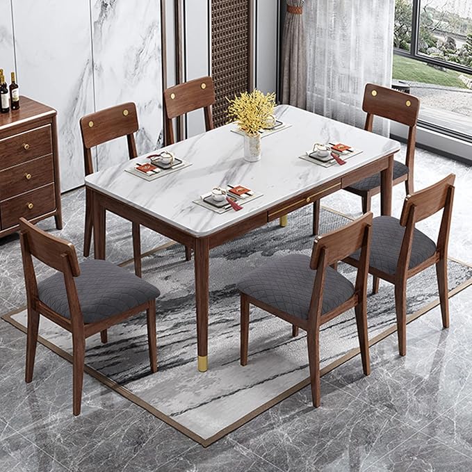 Genina Waterproof Seat Covers for Dining Room Chairs, Stretch Chair Covers Removable Washable Dinning Room Kitchen Chair Seat Cushion Slipcovers (Argyle-Dark Gray, 2 PCS)