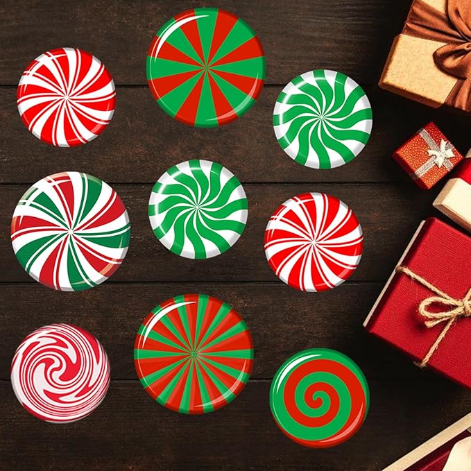 14 Pcs Large Christmas Peppermint Candy Cane Floor Wall Decals Christmas Floor Stickers for Candy Land Decorations