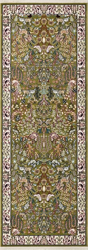 Unique Loom Narenj Collection Area Rug - Bristol (2' 7" x 7' 1" Runner, Green/ Ivory)