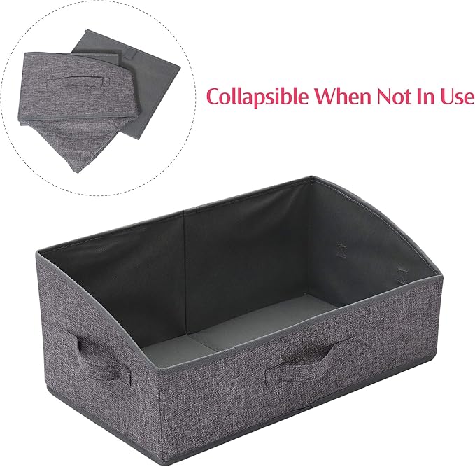 5 Pack Trapezoid Large Foldable Closet Storage Bins with Handle, Fabric Storage Organizer Cube Cloth Containers Linen Box Shelf Baskets for Clothes Clothing Shelves Wardrobe