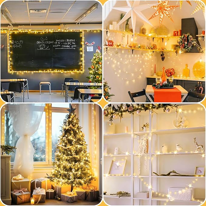115 FT 350 LED Christmas Lights Fairy Lights 8 Modes & Timer Connectable Twinkle Plug in Outdoor Waterproof LED String Lights for Bedroom Xmas Tree Party Holiday Decorations(Warm White)