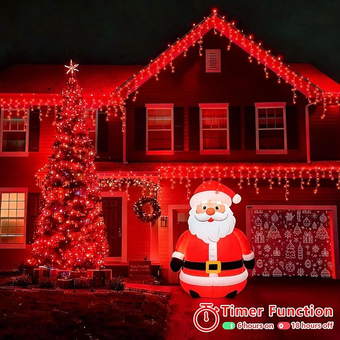 YEGUO 33ft 400 LED Red Icicle Lights for Outside, 80 Drops Icicle Christmas Lights with 8 Modes, Connectable Icicle String Lights with Memory Timer