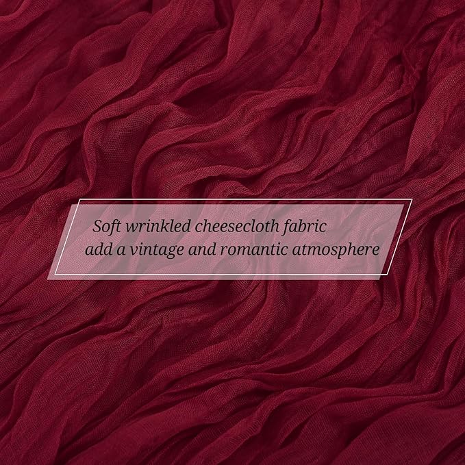 15 Pack Burgundy Cheesecloth Table Runner 17 x 108 Inch Fall Thanksgiving Boho Rustic Farmhouse Gauze Cheese Cloth Runner for Wedding Party Baby Shower Home Decor Holiday Decorations