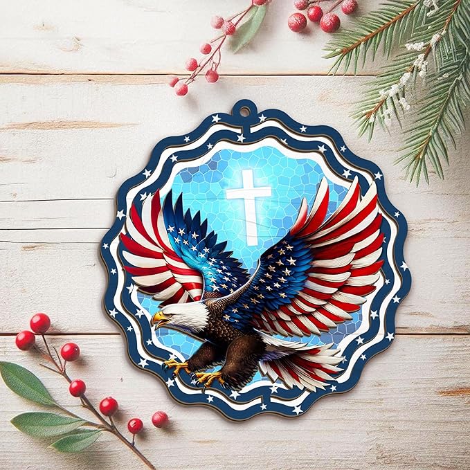 FLAGWIX Christmas Bald Eagle Gifts for Men Women - American Eagle Suncatcher Ornaments 2025 for Tree Decorations - Christmas Ornaments for Home Decor, Eagle Gifts for Mom Dad, Friend Gift Ideas