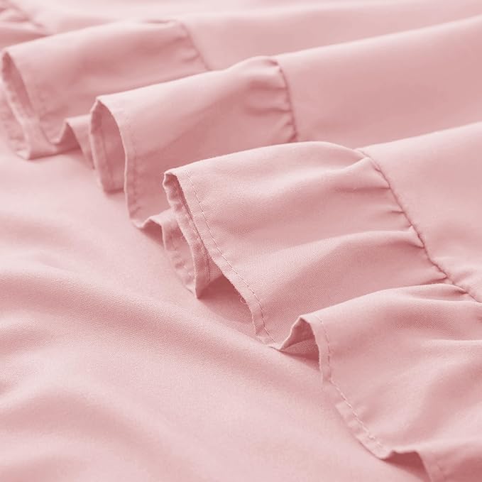 KKJIAF Ruffle Pillow Cases 26x26 Inches, Light Pink Square Ruffled Pillow Covers Set of 2, Microfiber Wrinkle Resistant Pillow Shams with Envelope Closure for Sofa Bed Living Room