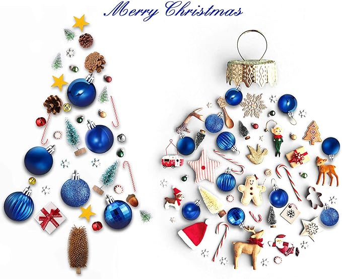 36 Pieces Christmas Ball Ornaments Shatterproof Christmas Decorations Tree Balls for Tree Ornaments Holiday Wedding Party Decoration Hooks 1.57 Inch (Royal Blue)
