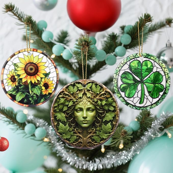 Christmas Ornaments, Dodosky 2.8in Ceramic Plant Ornament, Xmas Decor, Christmas Tree Ornaments, Xmas Decorations for Tree, Holiday Ornament, Gifts for Plant Lovers, Gifts for Women, Gardener