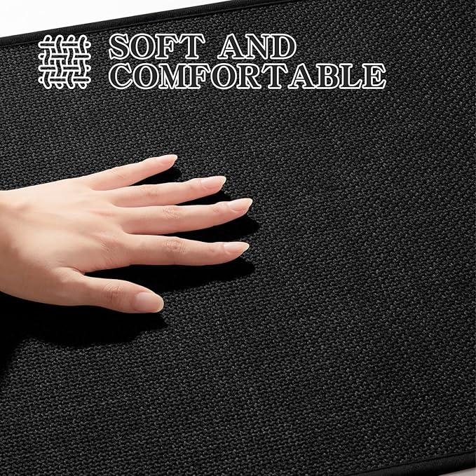 chakme Bathroom Rugs Mat 25x47, Ultra Thin Non Slip Bath Mat Large Quick Dry Absorbent Bath Mat for Bathroom Floor, (Black, 47"x25")