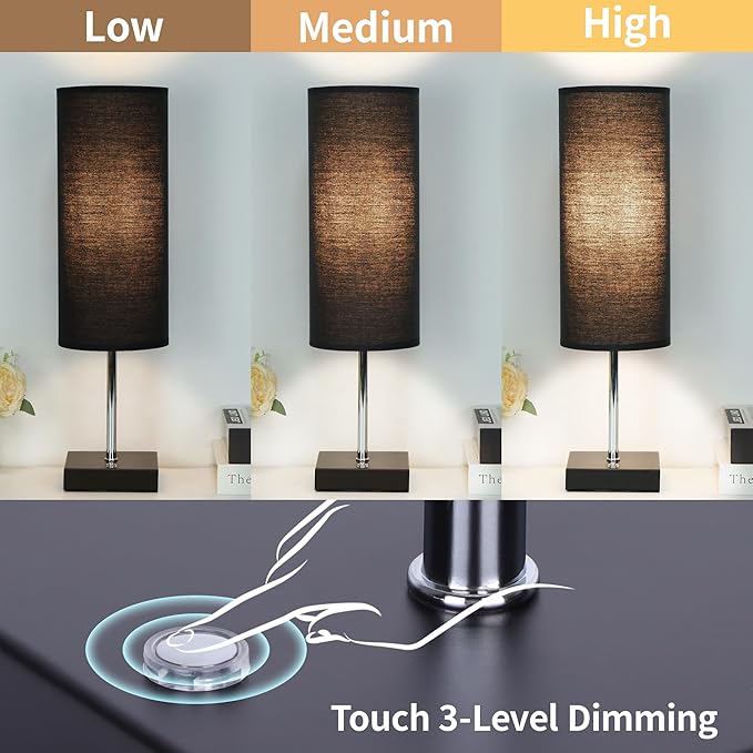 AVV Cordless Table Lamp, 5000mAh Battery Operated Lamp for Night Stand, 3 Modes Battery Powered Wireless Table Lamp, Touch Control Rechargeable Lamp for Bedroom, Living Room, 18 Inch Black