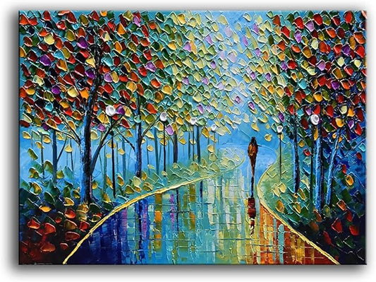 YaSheng Art -Landscape Oil Painting On Canvas Textured Tree Abstract Contemporary Art Wall Paintings Handmade painting Home Office Decorations Canvas Wall Art painting 24x36inch