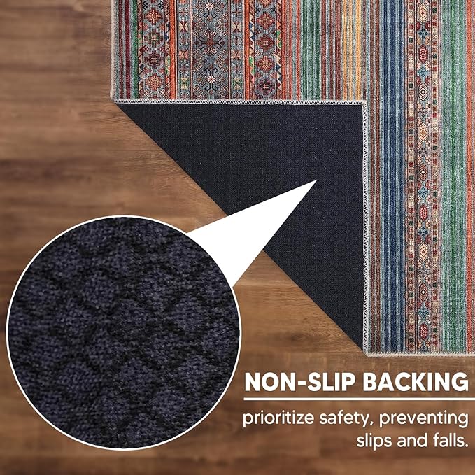 Keen Home Design 10x14 Rug - Machine Washable Area Rug with Non-Slip Backing, Ideal for Living Room, Dining Room, Bedroom - Vintage, Easy Clean, Durable, Low Pile Rug - (9'7" x 14')