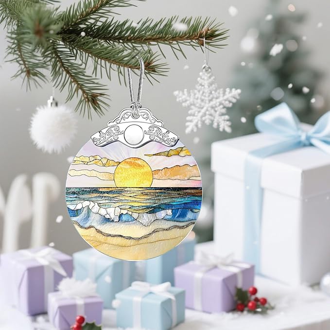 Christmas Ornaments: Christmas Tree Decorations, Beach Sunset Holiday Decor, Stocking Stuffers, Gift Ideas, Xmas Gifts, Summer Vibes Gifts & Gift for Beach Lover