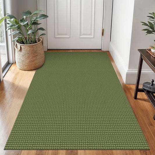 Braided Area Rug 3x5 Ft Washable Rugs for Entryway Non Slip Throw Rugs Boho Door Mat Indoor Entrance Cotton Kitchen Mats Woven Front Door Carpet for Foyer Living Room, Green