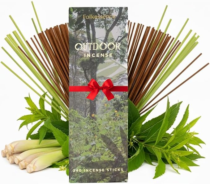 Folkulture Citronella Incense Sticks | Pack of 240 Long 12” Citronella & Lemongrass Incense Sticks | Slow Burn, Non Toxic, Organic for Patios, Gardens & Outdoor Gatherings, Parties, Campings