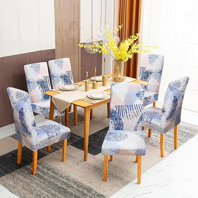 Sufdari Dining Chair Covers,Kitchen Chair Cover,Parsons Chair Slipcover,Spandex Chair Protectors for Dining Room Stretch Chairs Cover Set of 8 -Chinoiserie