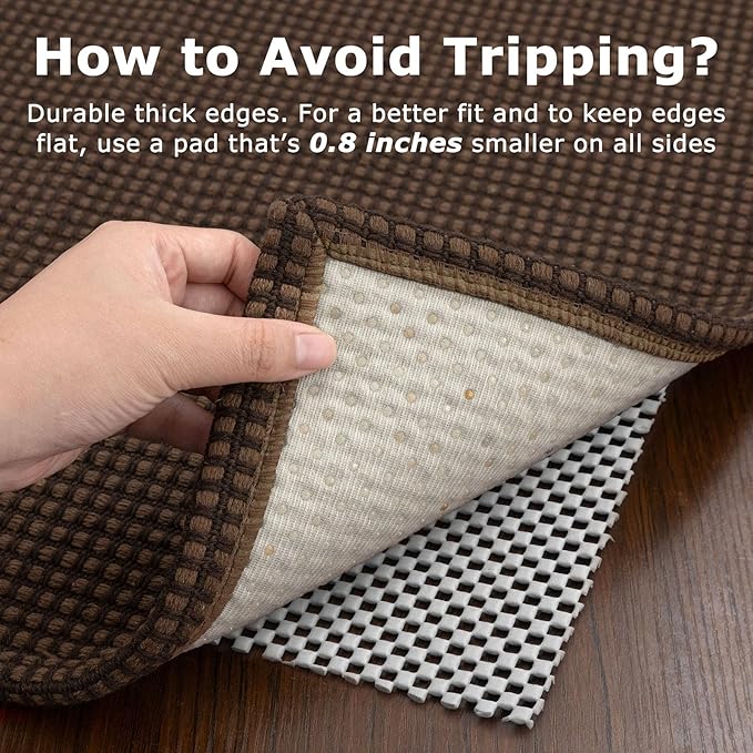 KOZYFLY Runners for Hallways 2x5 ft Washable Kitchen Runner Non Slip Rubber Backed Hall Runners Cotton Entryway Runner Rugs Floor Carpet for Indoor Backdoor Bedroom Kitchen, Reddish Brown/Coffee