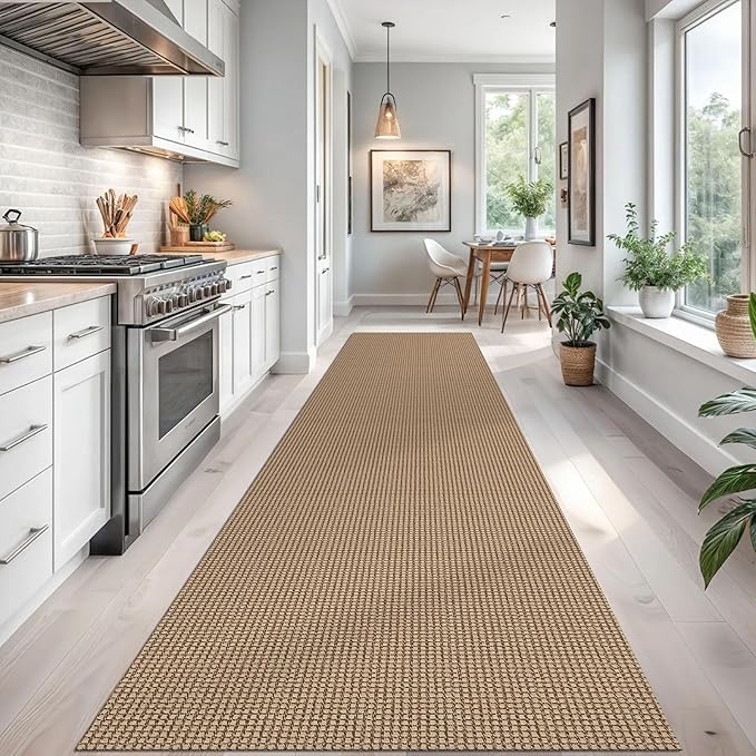 Braided Runner Rug 3x16 Ft Washable Runners for Hallways Non Slip Kitchen Runner Rug Cotton Long Entryway Runner Indoor, Woven Carpet for Hall Stair Entryway, Orange/Tan/Brown