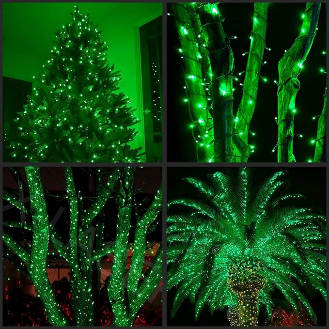 YULETIME 200 Green Christmas Lights, Pack of 2 Sets 33 Feet 100 Count UL Certified Incandescent String Lights (Green - Green Wire)