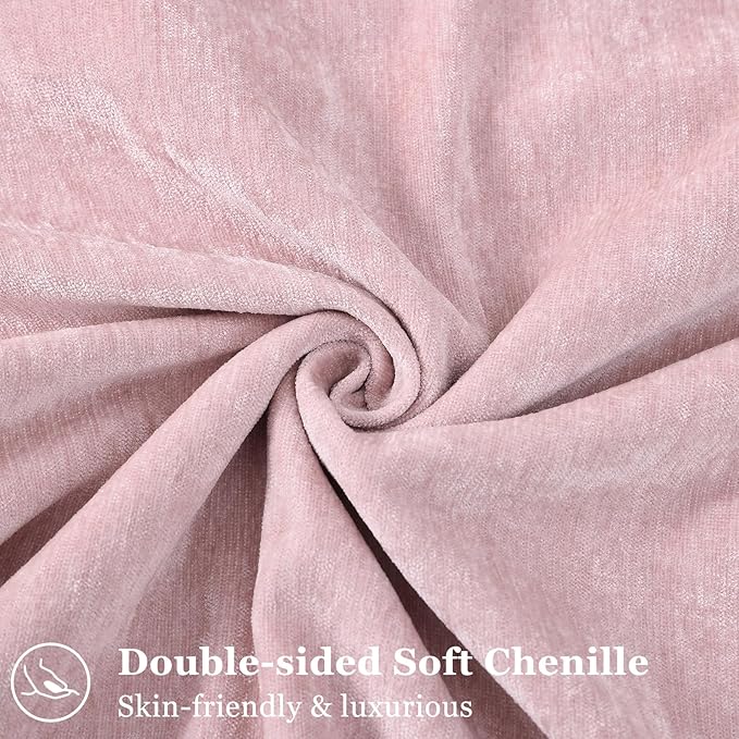 decorUhome Christmas Couch Throw Pillow Covers 22x22 Set of 2, Decorative Soft Euro Velvet Neutral Chenille Pillow Covers with Elegant Design for Sofa Bed Living Room Home Decor, Blush Pink