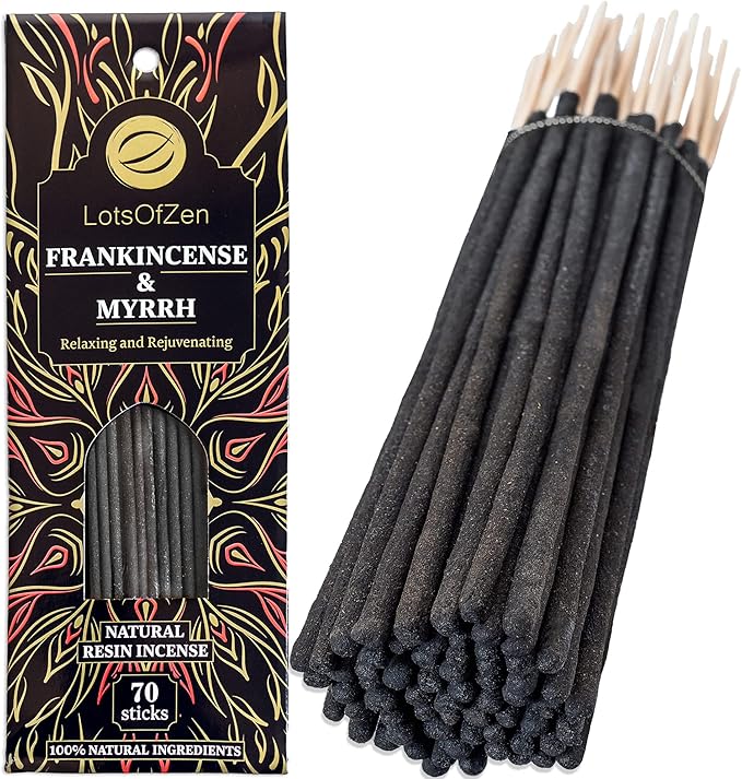 Frankincense and Myrrh Incense Sticks (70 Pack) – Long Burning Natural Resin Smudge Kit for Spiritual Cleansing, Meditation & Energy Balance