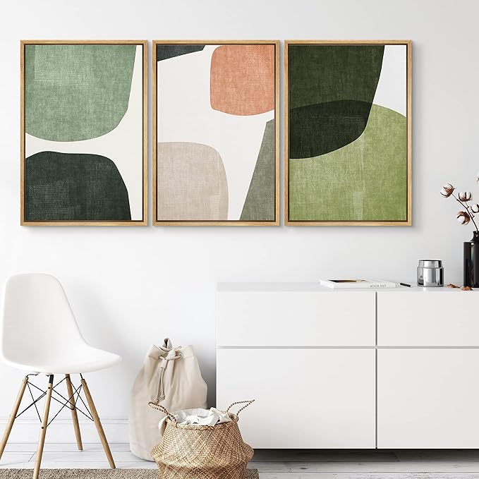 SIGNWIN Framed Canvas Print Wall Art Trio of Multicolored Transparent Ovals Abstract Shapes Illustrations Modern Art Multicolor Pastel for Living Room, Bedroom, Office - 24"x36"x3 Natural