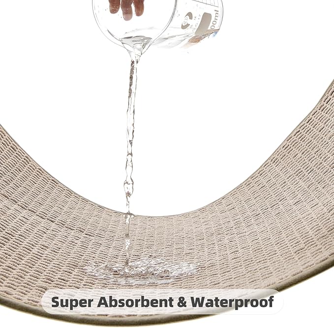 Large Bathroom Rugs Non Slip Washable Bath Rugs Super Absorbent Bathroom Rug Thin Quick Dry Low Pile Bath Mats, Beige 36"x48"