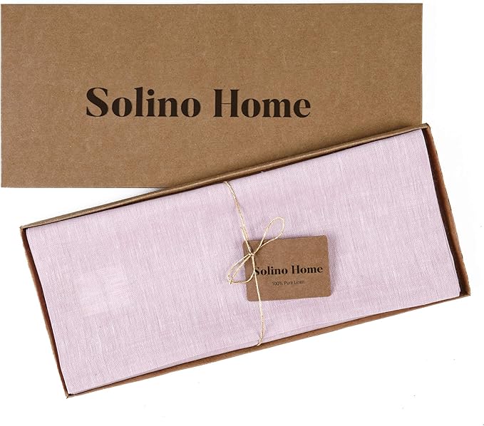 Solino Home Linen Bubblegum Pink Table Runner 108 Inches Long - Athena, 100% Pure Linen Dining Table Runner 14 x 108 Inch for Valentines, Spring, Easter