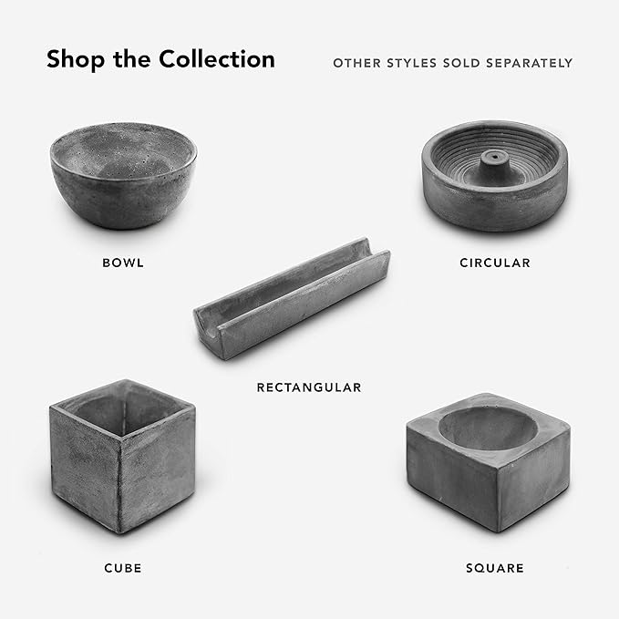 Gray Cement Spiral Incense Holder - Modern Minimalist Upright Standard Size Incense Burner - Incense Sticks Not Included