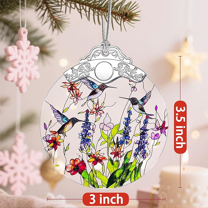 Christmas Ornament, Stained Glass Ornament, Christmas Ornaments for Tree, Hanging Ornaments for Home Decor & Xmas Decorations – Holiday Decor, Gift Ideas, Perfect Holiday & Xmas Gifts - Hummingbirds