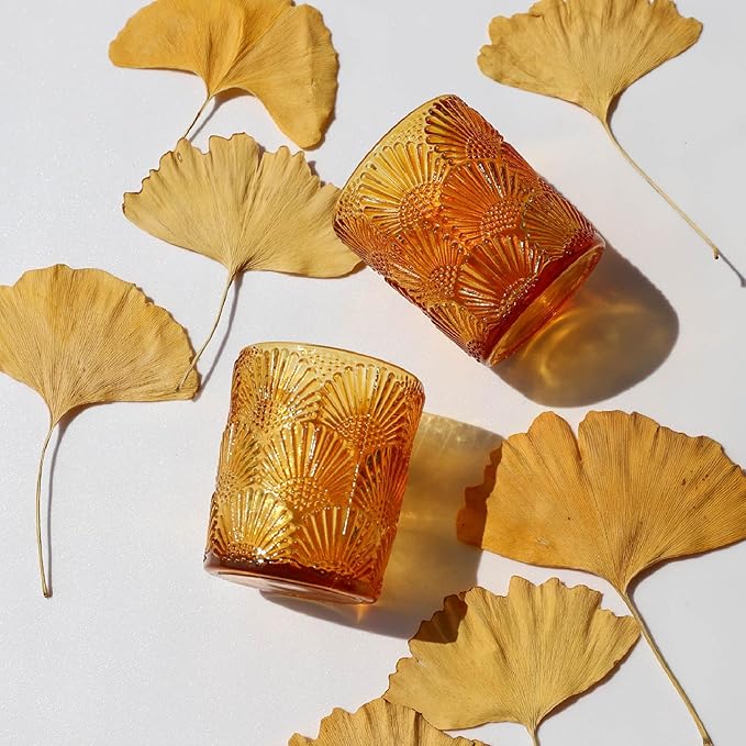 Woho 24pcs Amber Votive Candle Holders, Glass Tea Lights Candle Holder for Wedding Table Centerpiece, Vintage Tealight Candle Holder Decor for Anniversary, Bridal Shower Christmas Party