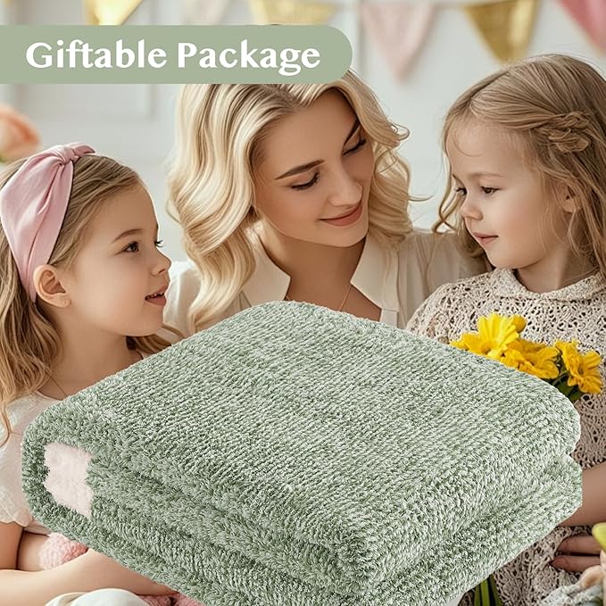 WRENSONGE Throw Blanket Cationic Dyeing Green Soft Cozy Fluffy Warm Hand Made Throw Blankets for Couch, Sofa, Chair, Bed, Camping, Picnic, Travel Lightweight Bed Blanket - 50"x60"