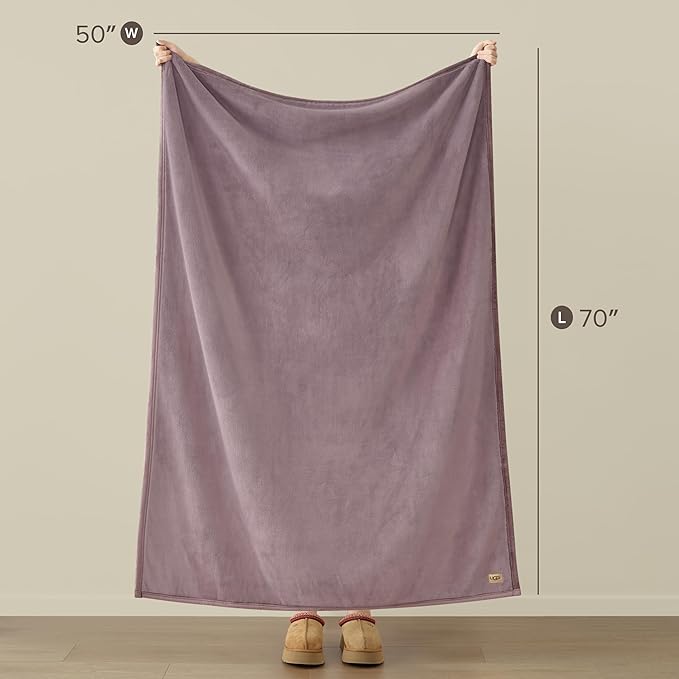 UGG Coco Plush Throw Blanket – Cozy Soft Fleece Blanket for Couch, Bed or Chair, Housewarming Gift for Women, Bedroom or Living Room Decor, Lightweight Luxurious Winter Bedding Gifts for Women, Shadow