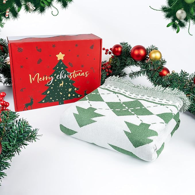 Christmas Couch Cover with Gift Box, Sofa Cover Christmas Tree and Snowflake Design, Sofa Cover for 3 Cushion Couch, Holiday Couch Cover Blanket, Xmas Home Room Festival Decoration, Xmas Gifts