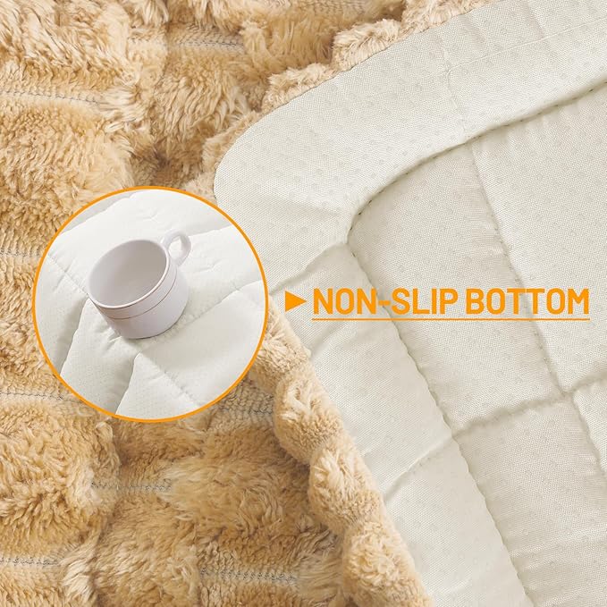 Smiry Pet Couch Cover for 3 Cushion Sofa, Non-Slip Fuzzy Couch Cover for Dogs Washable, Thick Soft Sofa Slipcovers Cushion Protector Pet Friendly (Camel, 27.6" x 59")