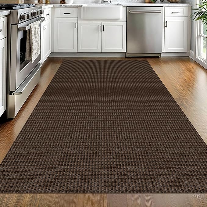 EARTHALL Woven Area Rug 4x6 Ft Washable Rugs for Entryway Non Slip Braided Throw Rugs Bedroom Carpet Cotton Entry Rug Cotton Floor Carpets for Bedroom Dining Room Living Room, Brown