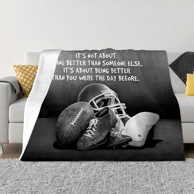 Tijuboni Football Sports Throw Blanket Rugby Gifts for Men Boys Women Girls Kids Adults Soft Flannel Fleece Blanket for Couch Sofa Bed Home Decor 50"x60"