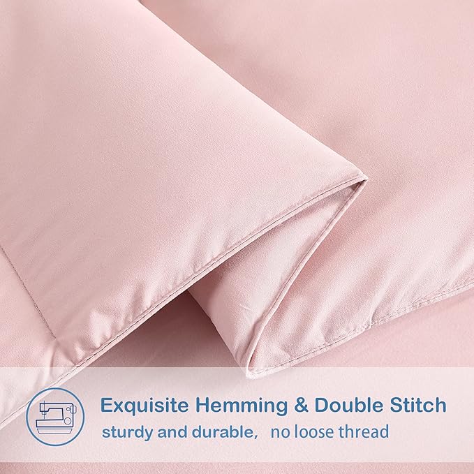EASELAND Oversized Queen Down Alternative Comforter - Quilted Duvet Insert for All Seasons, Soft Lightweight with Corner Tabs, Summer Winter Warm Bedding, Pink 98×98 Inches