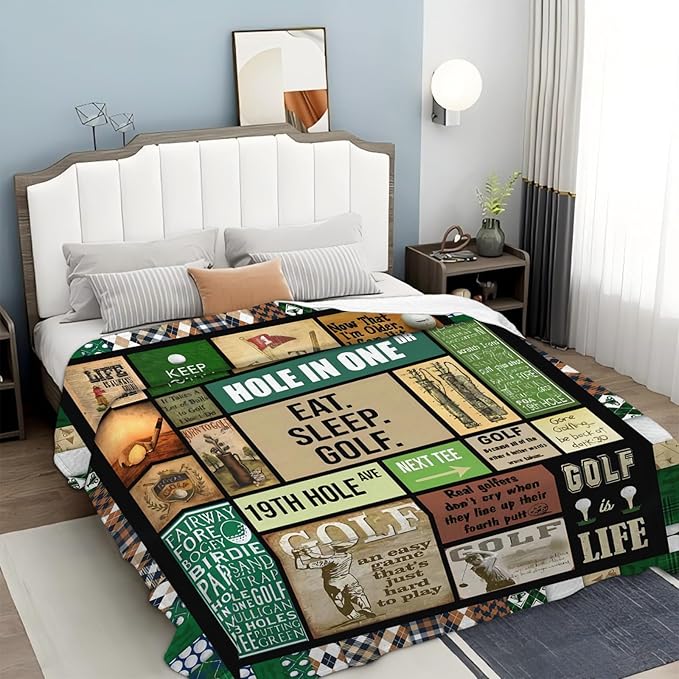 Tijuboni Golf Throw Blanket Golf Gifts for Men Women Girls Boys Kids Adults Soft Flannel Fleece Blanket for Couch Sofa Bed Home Decor 40"x50"