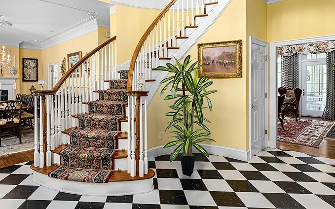 Artificial Dracaena Plant 6ft, Faux Tree with Black Tall Planter, Fake Yucca Silk Plants, Artificial Floor Trees for Home Office Room Decor Housewarming Gift Indoor